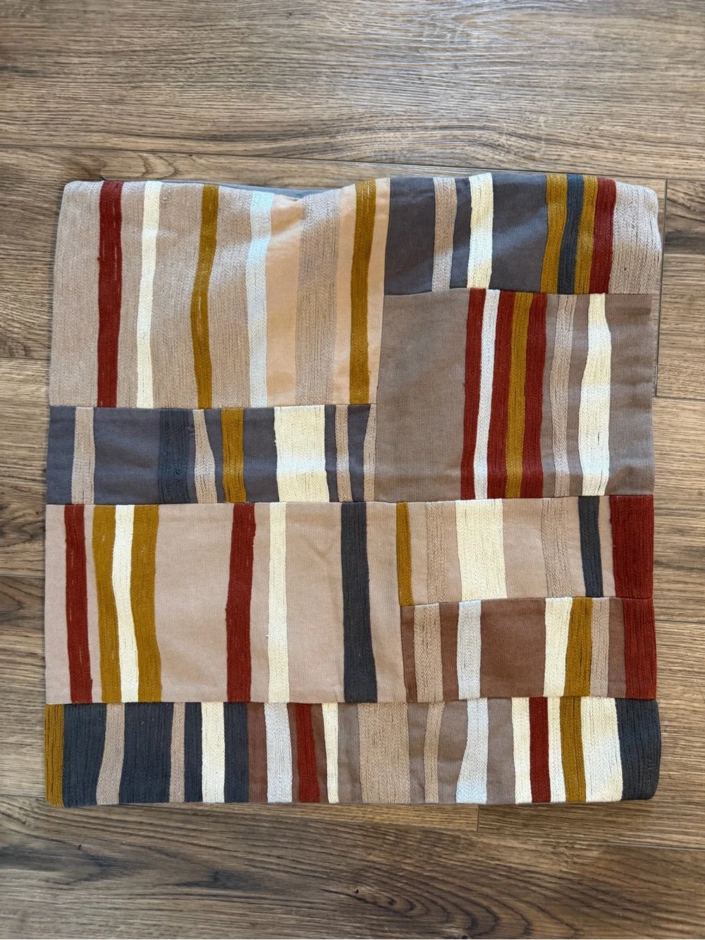 (2) Crate&Barrel Kenton Crewel Panel Pillow Shams 20”x20” Like New